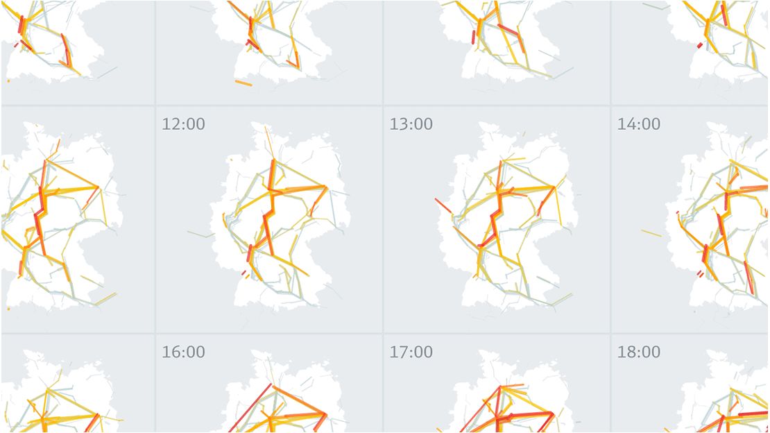 Peak Spotting visualization of passenger loads across the German rail network